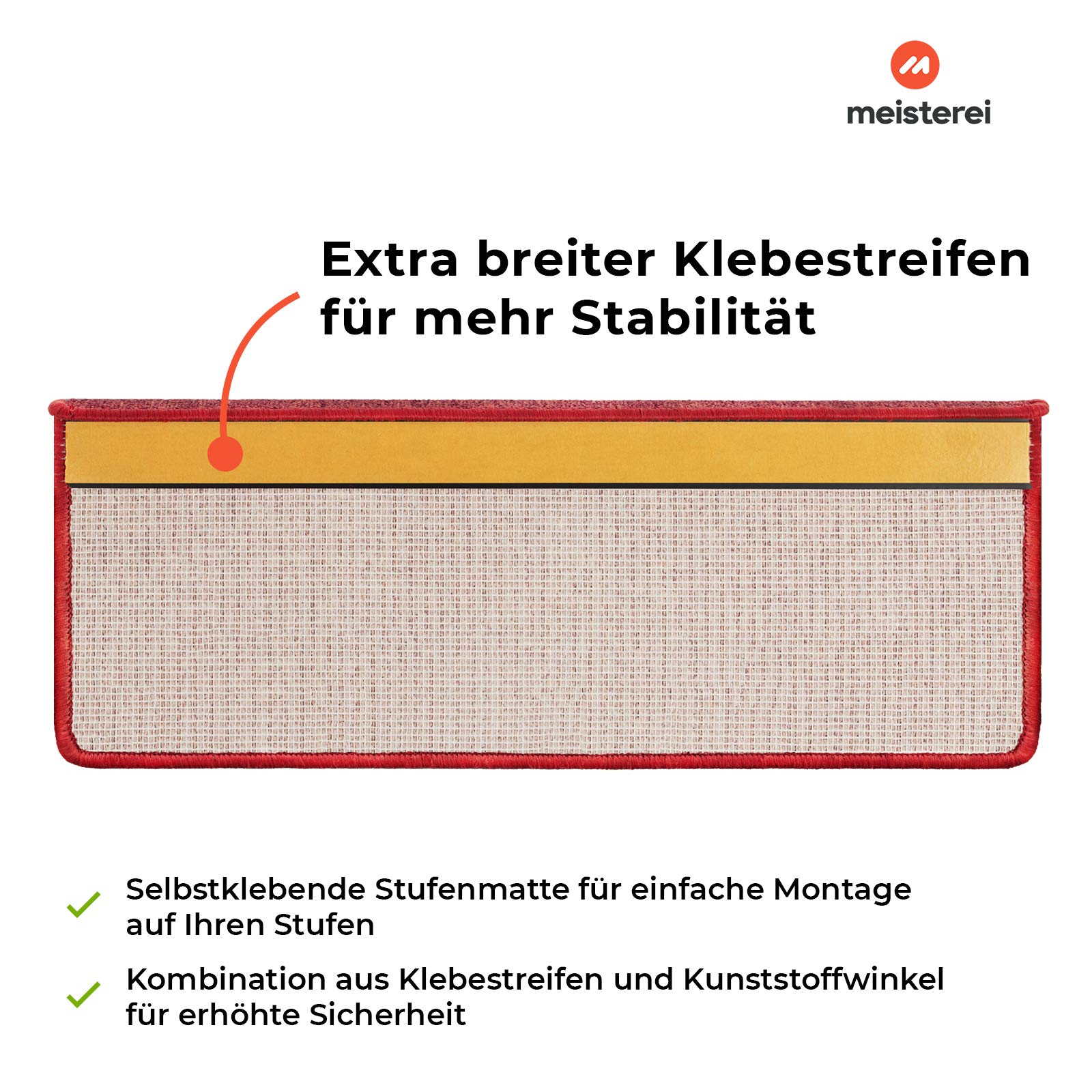 casa pura Stufenmatte Dynasty Velours - Halbrund oder eckig - In 7 Farben (Stufenmatte rechteckig1 Stück, Rot)