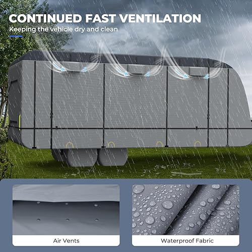 Miniatura 5 de RVMasking Cubierta impermeable para remolque de viaje 600D para caravana de 37 pies 1 a 40 pies, cubierta antidesgarros, resistente al viento, con 4