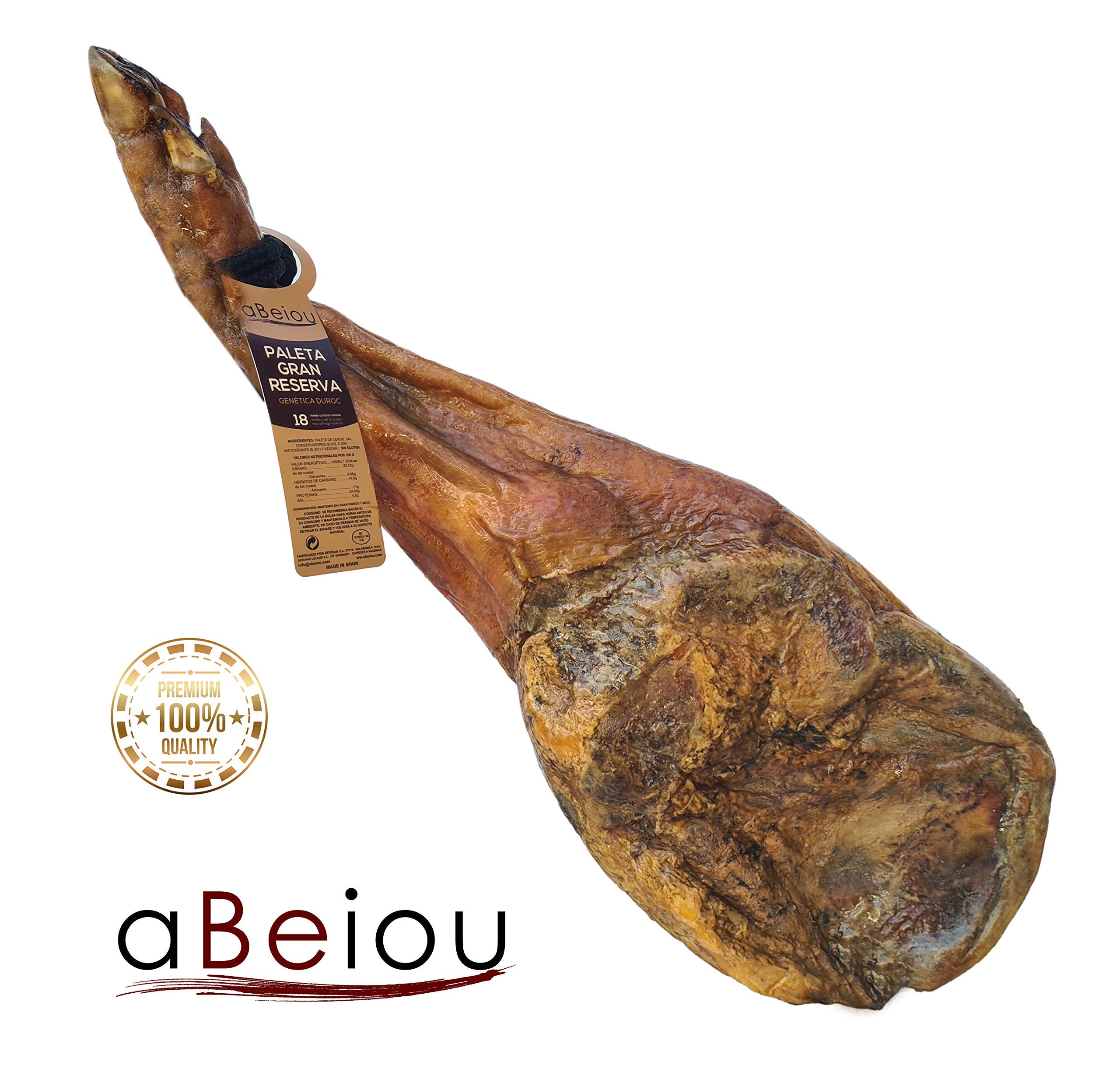 Jambon (Épaule) Grande Réserve Duroc Premium Entier avec Os 4,5–5,5 kg — Affinage +18–20 Mois — Jamón Serrano — Guijuelo Espagne — Sous Vide — aBeiou