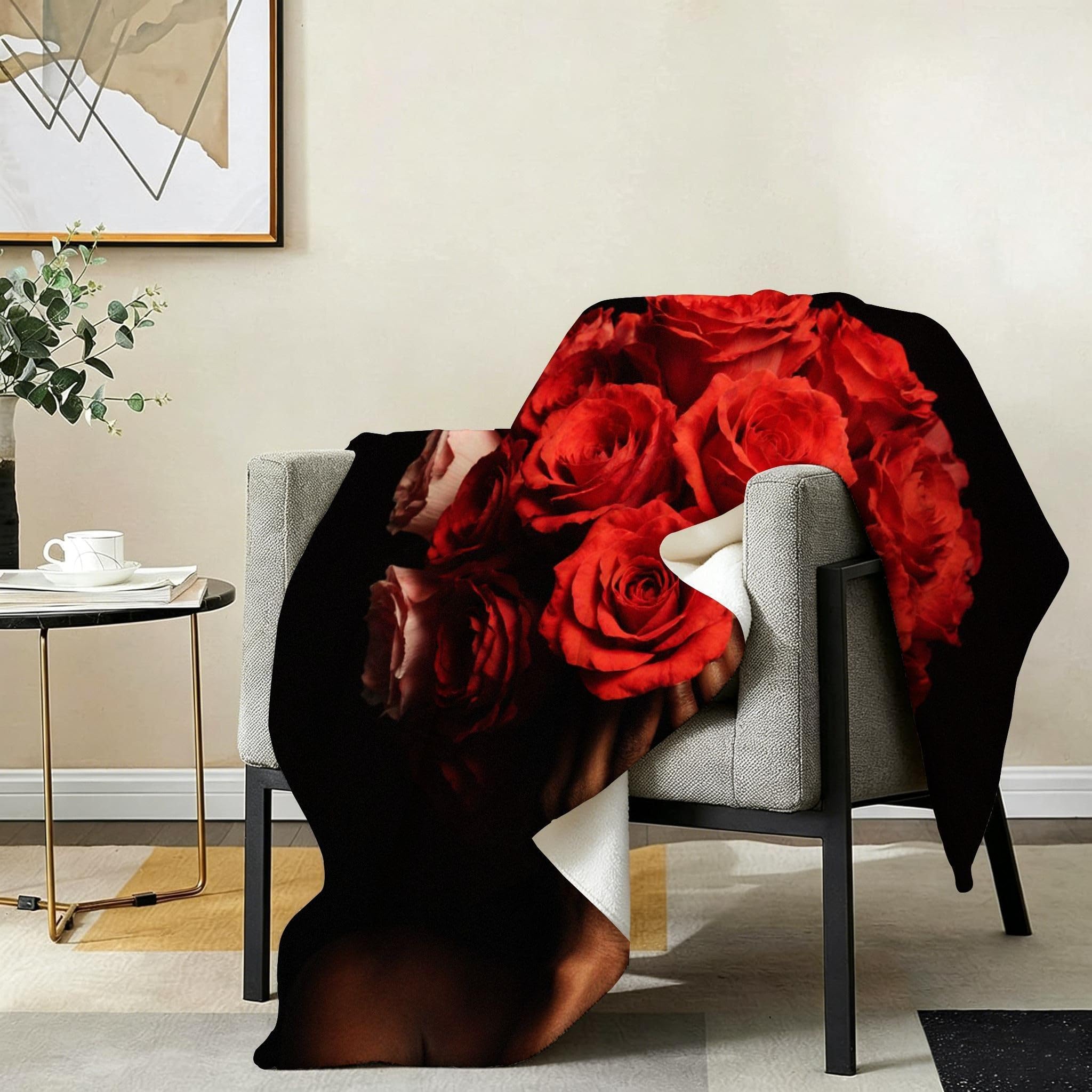 Manta Franela Sherpa 3D Mujer con Rosas 240x260 para Cama 180-A270