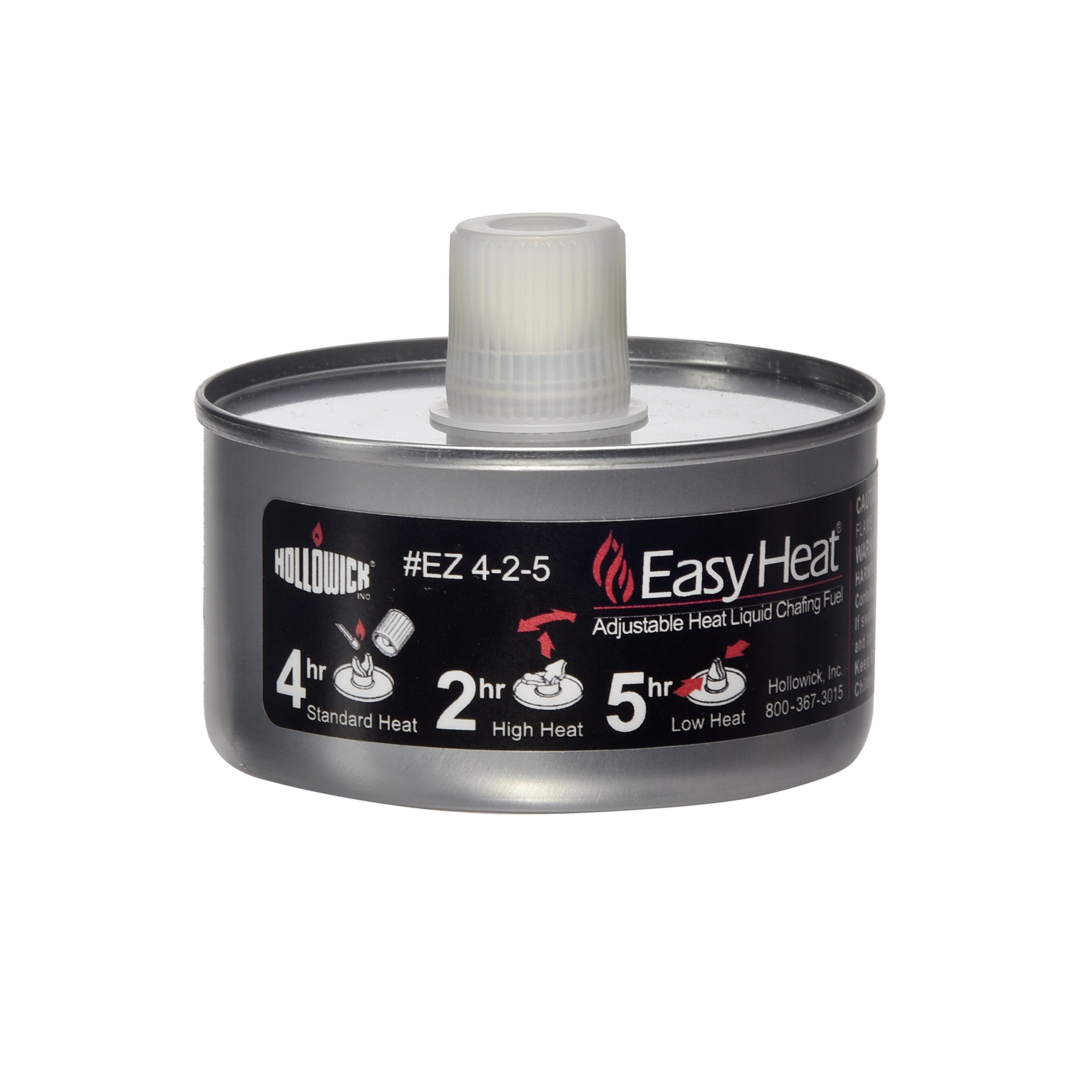 Hollowick Easy Heat 4-2-5 Adjustable Heat, Liquid Wicked Chafing Fuel with a Pop Top (24/case)