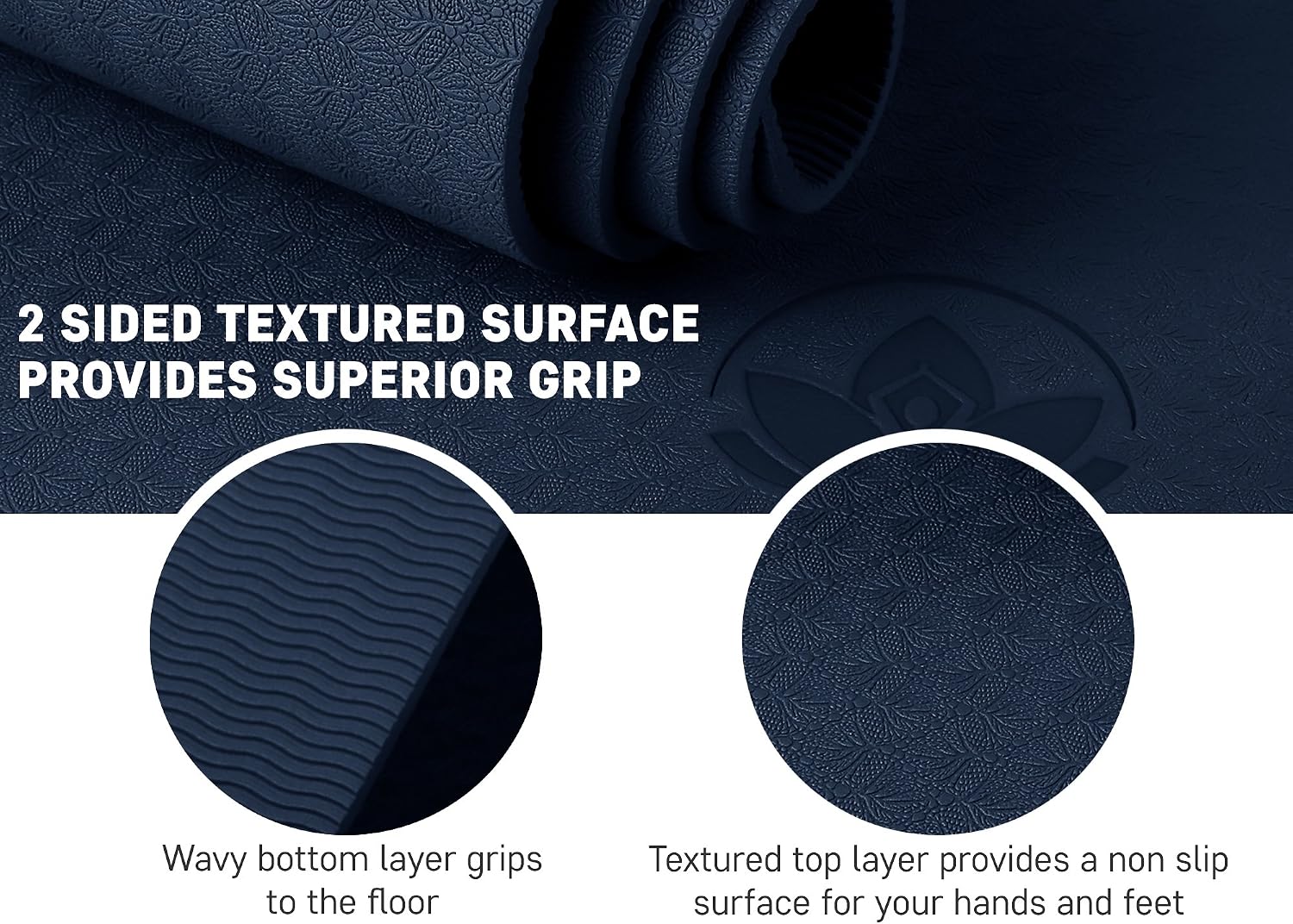 Clever Non-Slip Essential Yoga Mat | Extra thick 6.35mm cushion to protect joints | Suitable for all yoga types and levels including beginner | Unisex generous mat size (6' by 2') |Robust anti-tear design| Hygenic easy wipe surface