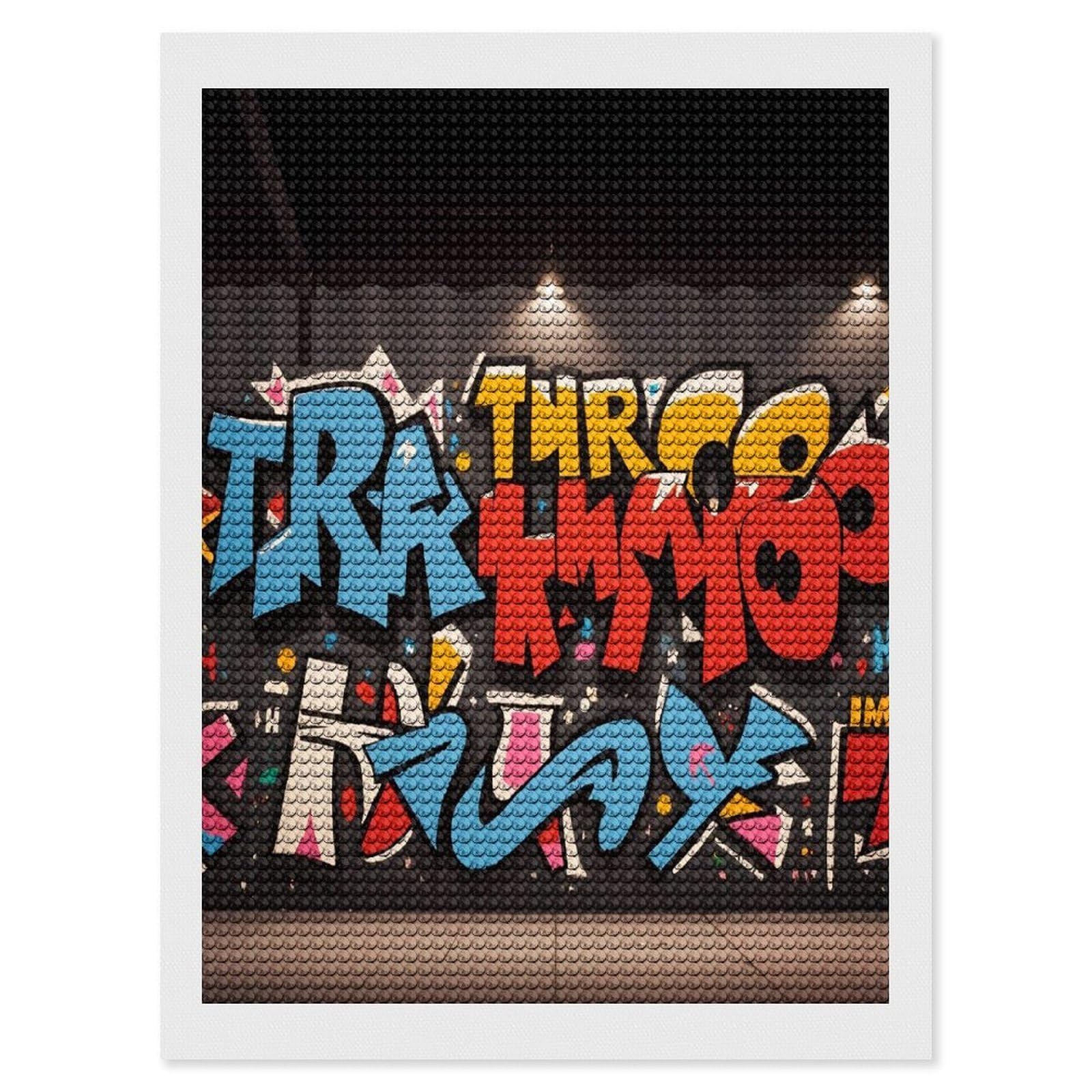 FekiLoot Graffiti Hip Hop Diamond Art Kits for Adults Diamond Painting Kits for Beginners DIY Diamond Art Kits Round Full Drill Diamond Dot Gem Painting for Home Wall Decor Gift 12"x16"