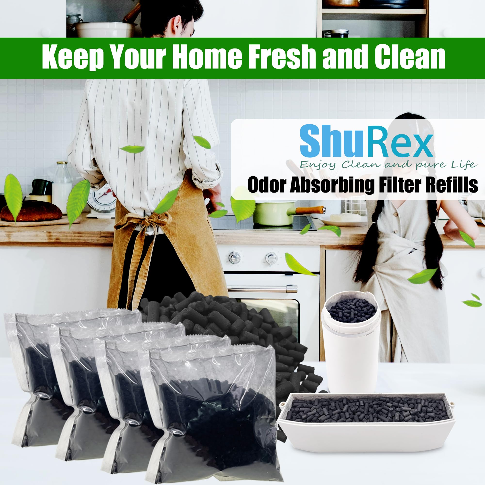 Lot de 4 recharges de filtres Absorbant Les odeurs pour composteur de Cuisine Intelligent Lomi - Filtres à Charbon Actif de Rechange compatibles avec Le bac à Compost électrique Lomi