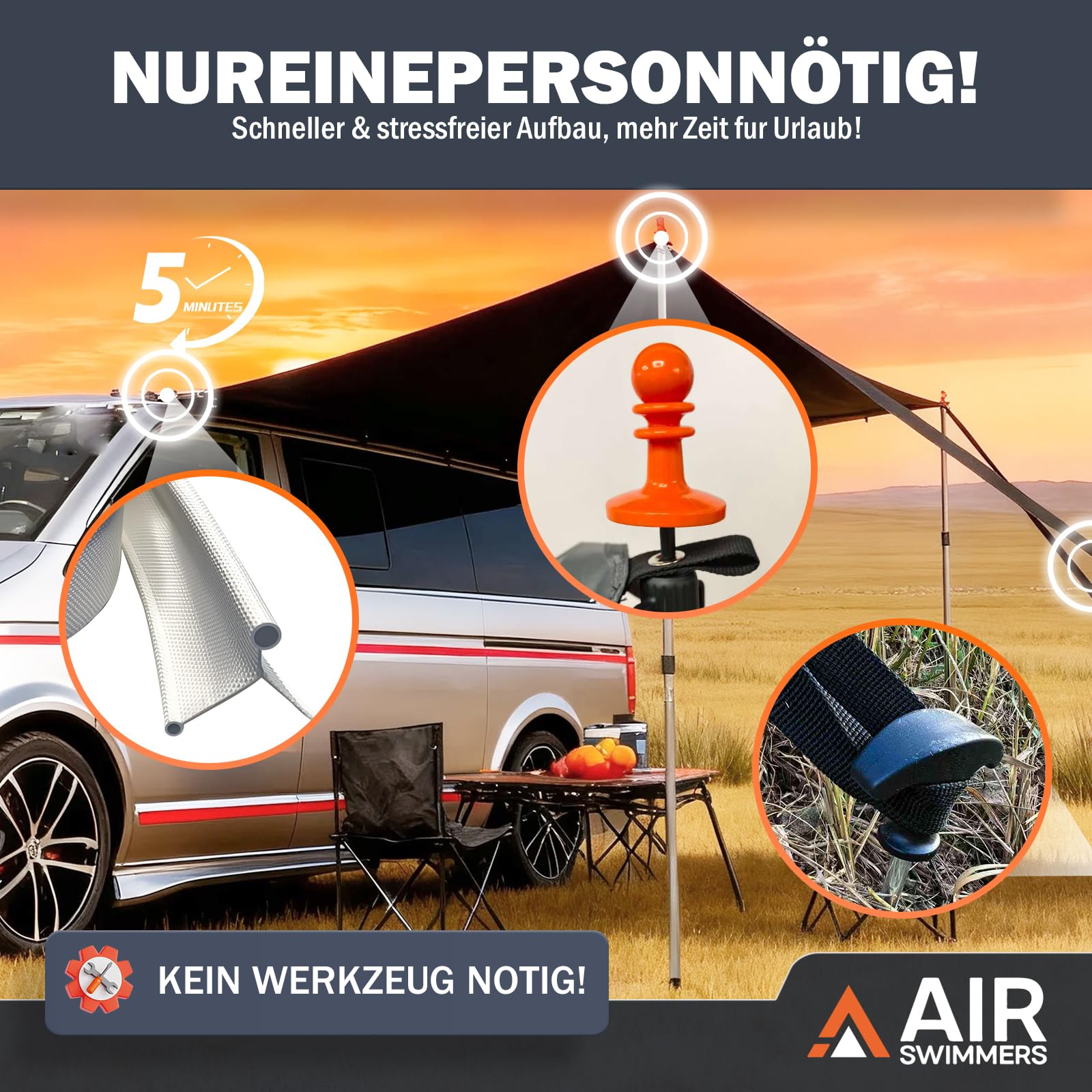 Store Voiture, Auvent Fourgon, avec Rail de Passepoil (4-6 Mm), Auvent Van, T4, T5, T6, ImpermÉAble, Awnings, Anti-UV, Barres de Tente