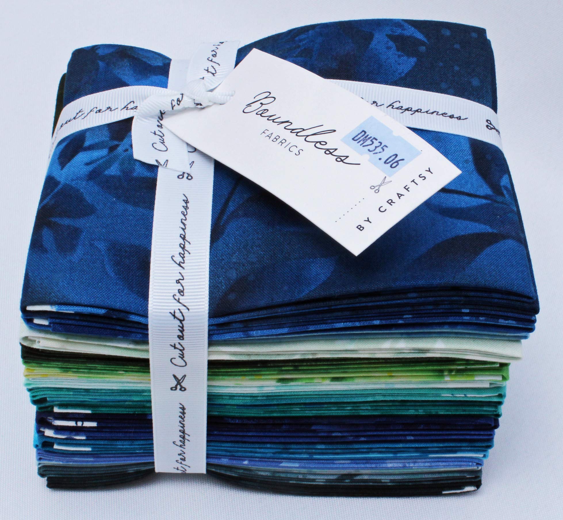 Fat Quarter Bundle - Botanical Sea Grass Blues Greens Florals 20 Count Fat Quarters Boundless Fabrics by Craftsy (M535.06)