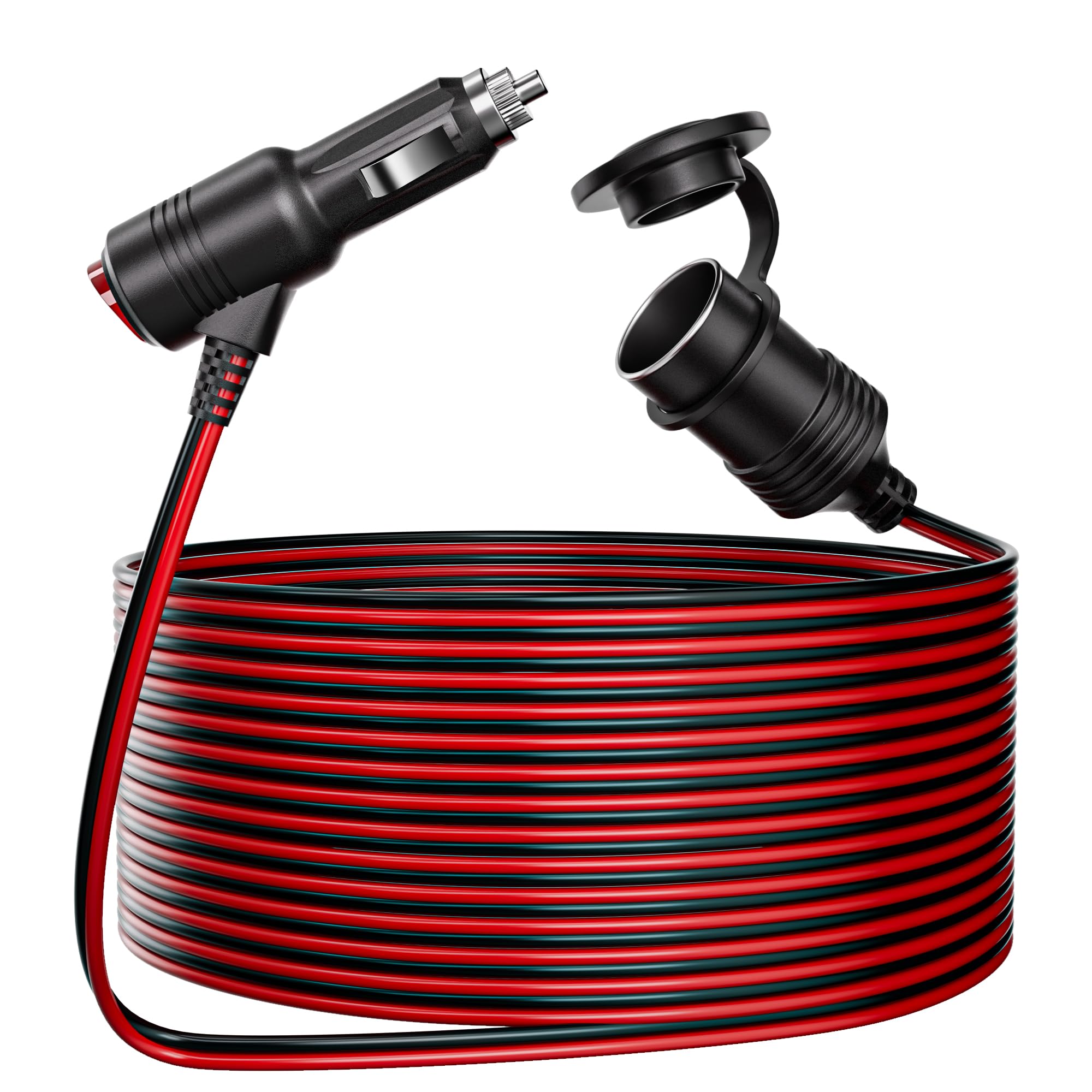 12V Zigarettenanzünder Verlängerungskabel mit Schalter – Kfz Adapter Stecker auf Buchse – Zigarettenanzünder Verlängerung für Auto Kühlbox, Wohnmobil & Camping – robuste 12V Verlängerung