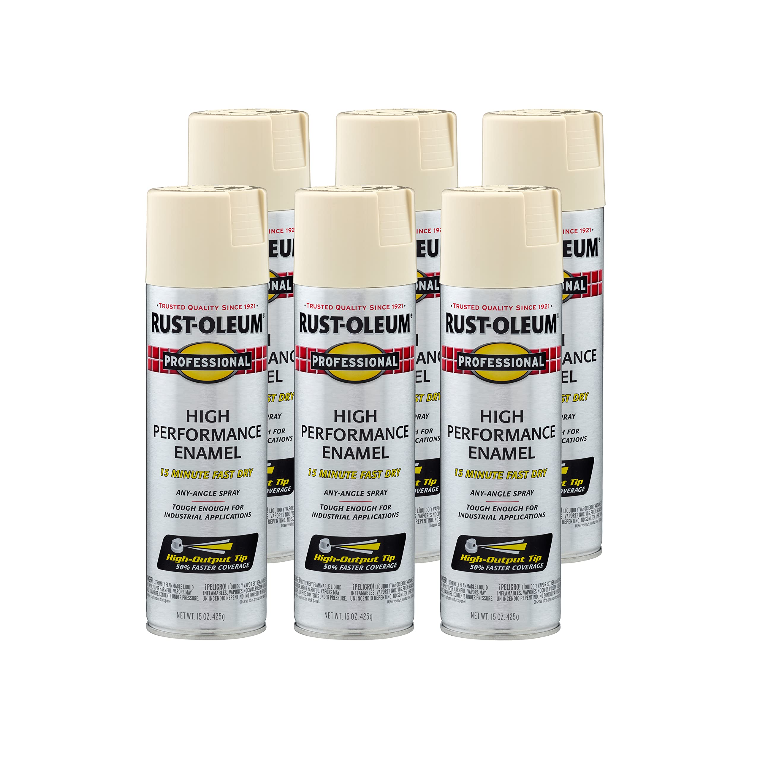 rust-oleum 7570838-6pk professional high performance enamel spray paint 15 oz gloss almond 6 pack