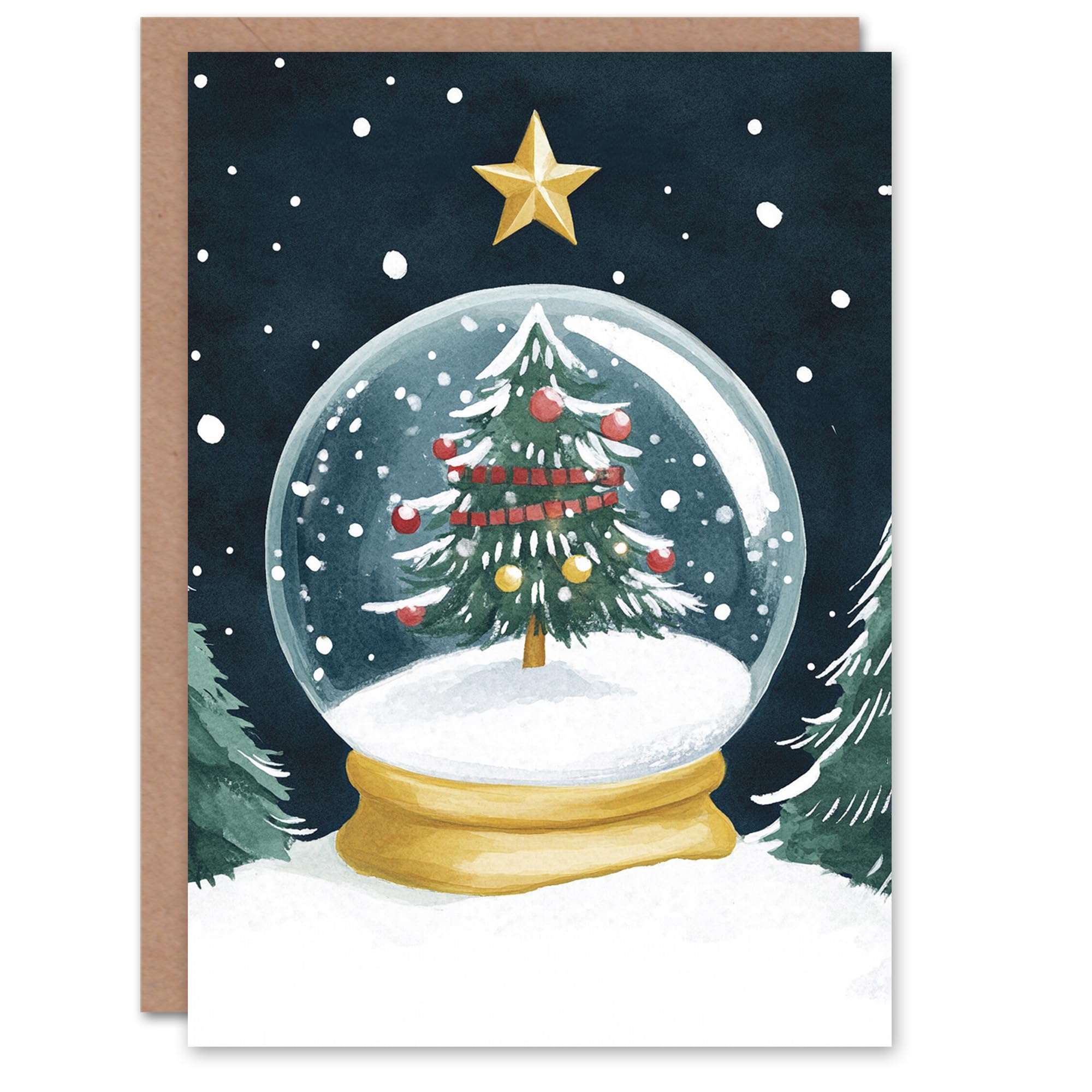 Wee Blue Coo Decorated Tree Winter Snow Globe Festive Fun Xmas For Child Kids Christmas Card