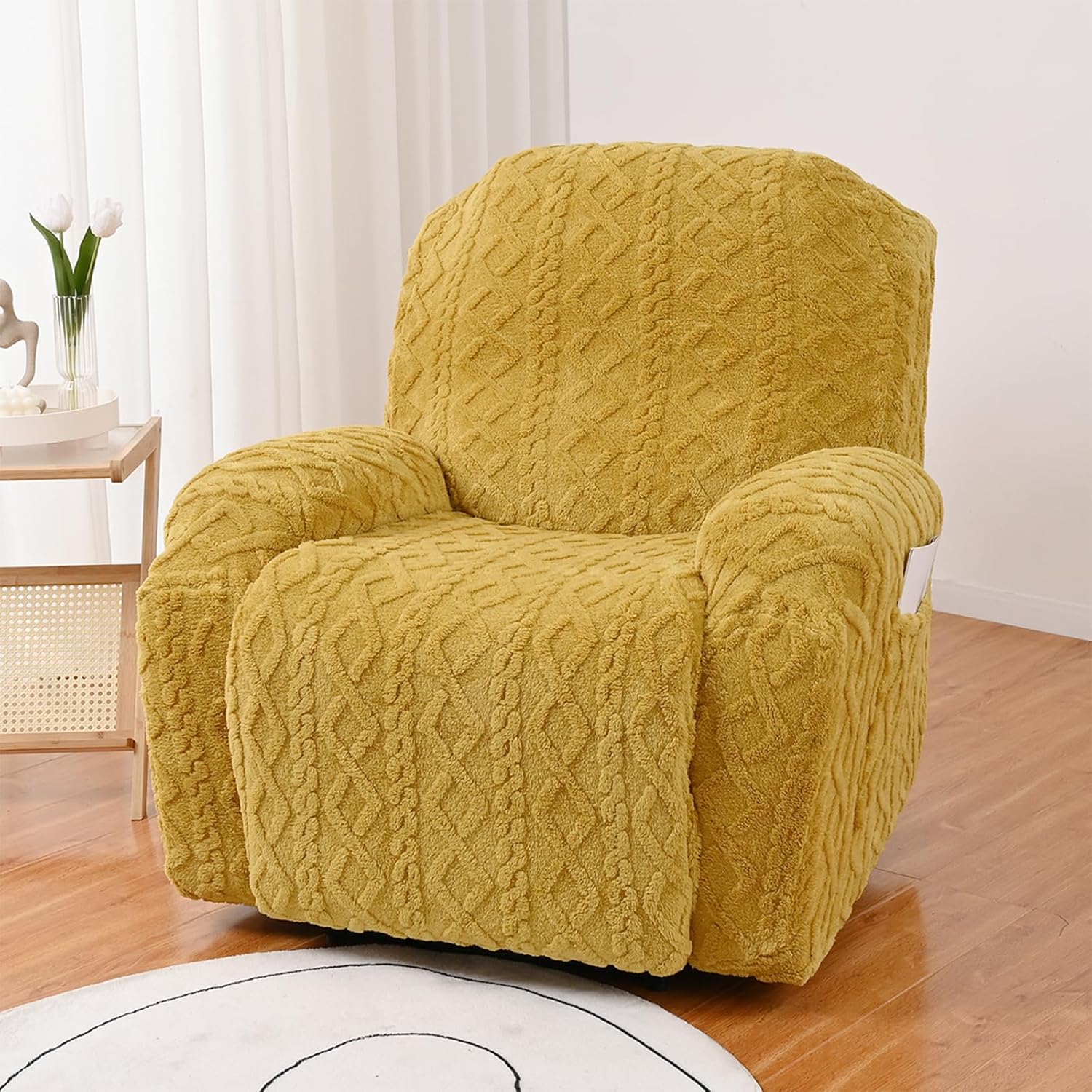 Recliner Chair Covers Lazy Boy Stretch Recliner Slipcovers Covers with Side Pocket Recliner Sofa Couch Cover Anti-Slip Fitted Washable Furniture Protector,2,3 Seater