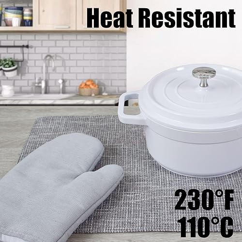 Miniatura 4 de Kevin Textile - Juego de 4 manteles individuales resistentes al calor, lavables, para fiestas, bufé, cenas, 13 x 19 pulgadas, gris claro