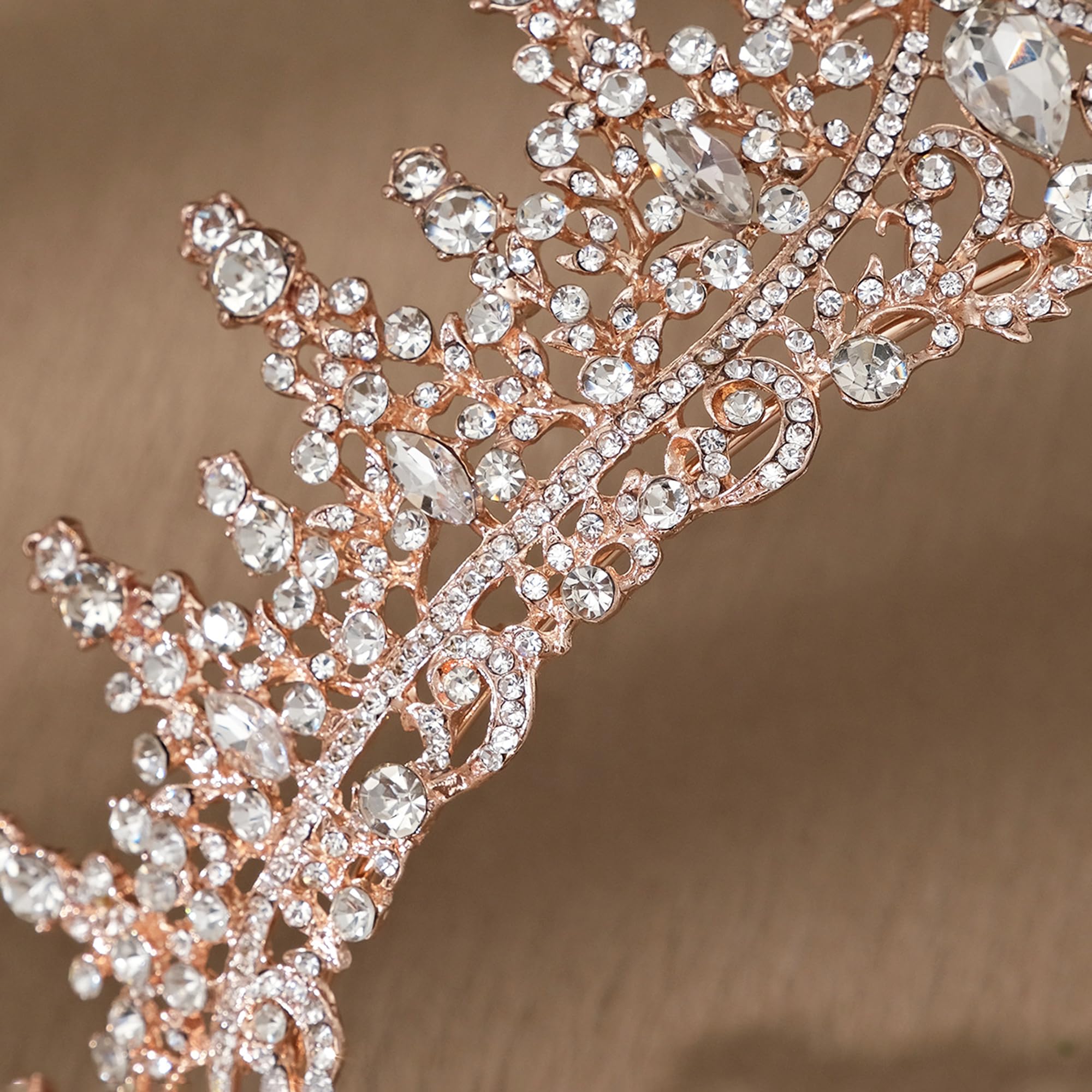 Royal Queen Crown, Rose Gold Tiara, Prom Headpiece, Crystal Bridal Hairpiece Amazon.com : CIEHER Rose Gold Tiara Crowns for Women & Girls  main image 3
