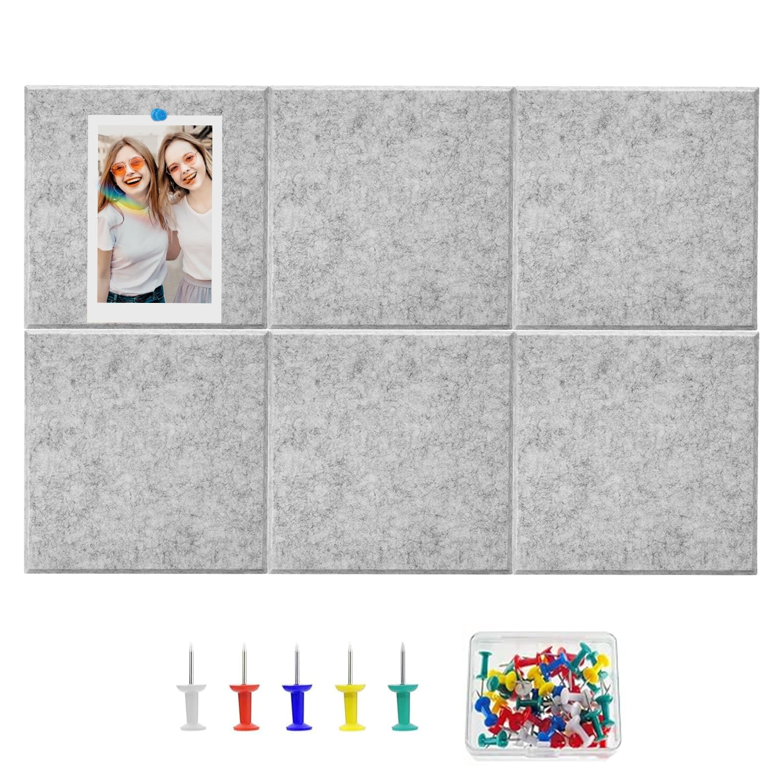 30x30cm Felt Board Set (6 Panels) NoticeBoard Pins | – Pin Board for Bedrooms，Notice Boards for Home – Durable Foam Boards for Photos, Notes & Reminders