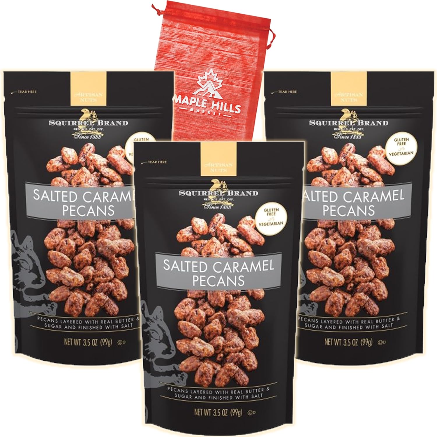Squirrel Brand Nuts Salted Caramel Pecans Bundle Pack 3