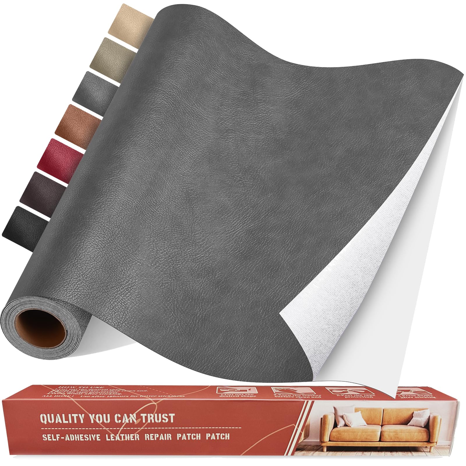 Yikda Self Adhesive Leather Repair Patch Kit, 31.4 in x 16 in Large Vinyl Leather Repair Tape for Furniture, Car Seat, Couch, Sofa, Chair Retro Medium