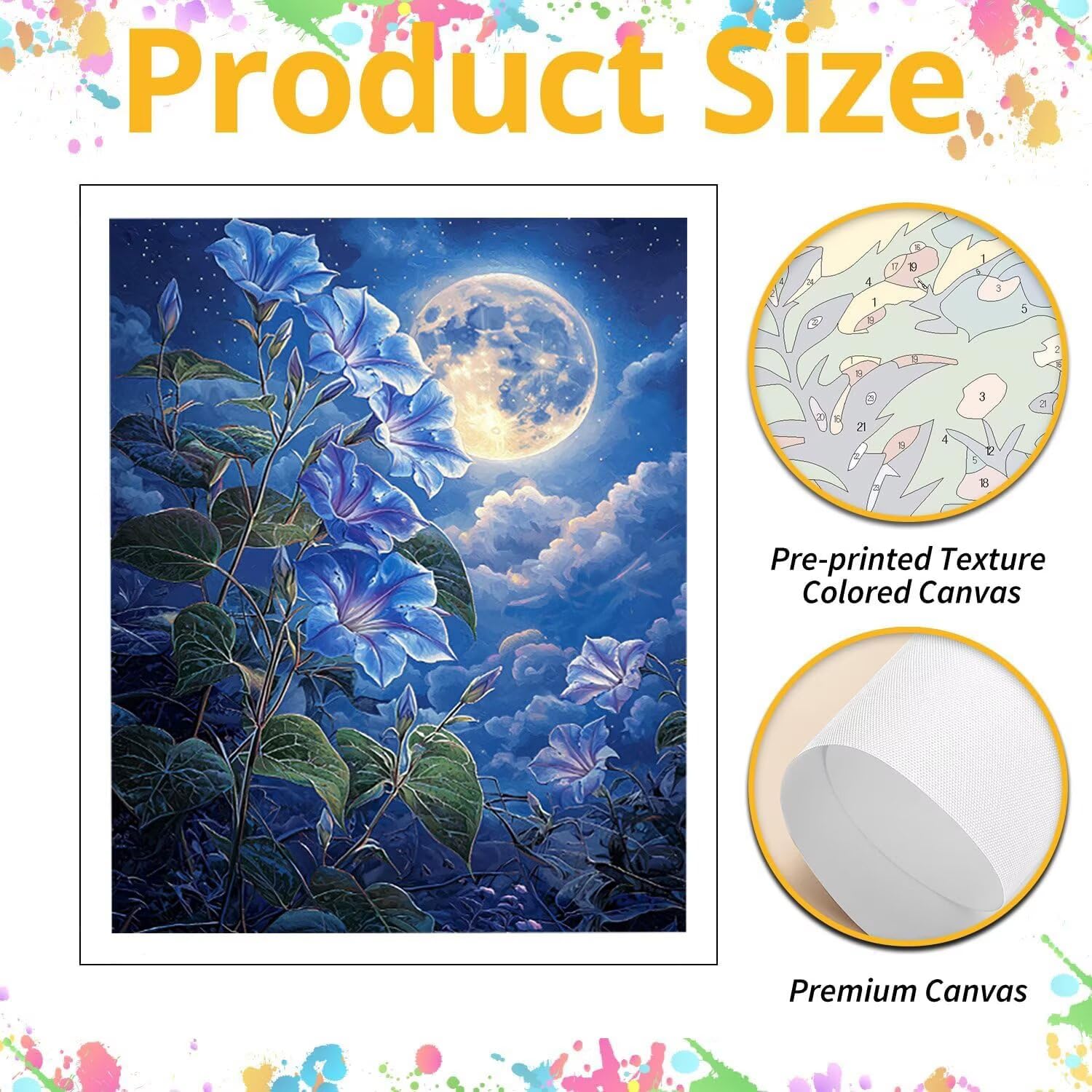Fleur au clair de lune Peinture Numero Adulte Kits, 80x100cm m-1108