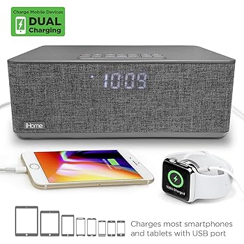 ihome dual charging stereo speaker system with dual alarm