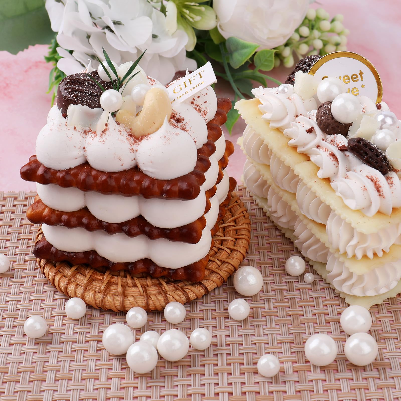 Spruzzini bianchi per decorazione torte, 4 misure, zucchero commestibile, 130 g | Zucchero perlato per cupcake, gelati, ciambelle, macaron (2 mm, 4 mm, 7 mm, 1 cm)