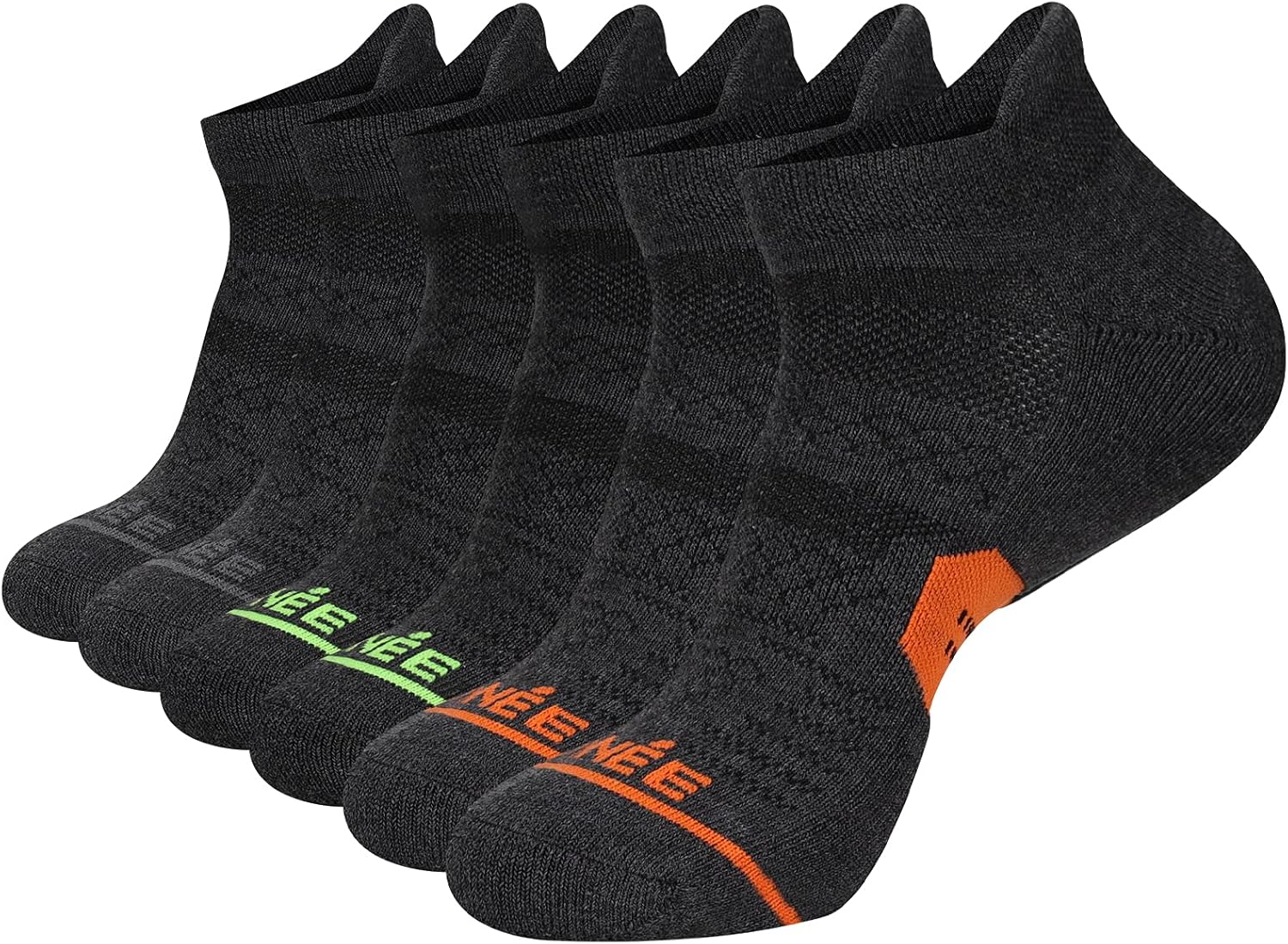 JOYNÉE 6 Pack Men's Running Ankle Socks with Cushion, Low Cut Athletic Sport Tab Socks