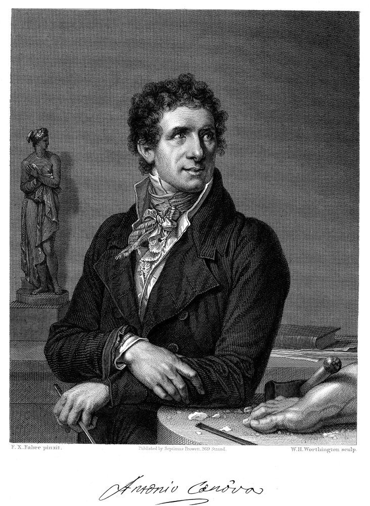 Antonio Canova (1757-1822) Nitalian Sculptor Line Engraving English Early 19Th Century Poster Print by (18 x 24)