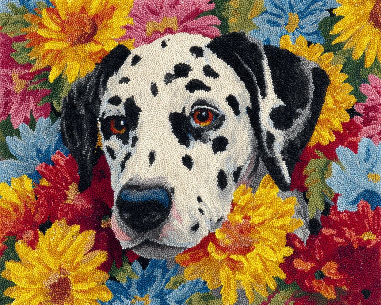 AMBATTERY Large Rug Making Kit Dogs and Flowers 60x40cm