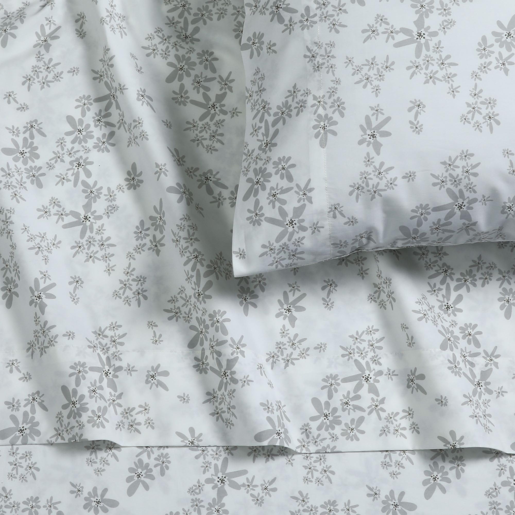 Tribeca Living Cotton Percale Pillowcases Standard Size 300 Thread Count Set of 2 Envelope Closure Printed Emma Floral