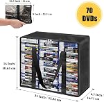 DVD Storage Bags 2-Pack, Holds 70 DVDs 90 Blu-Rays 120 CDs, Highly Clear & Stackable Organizer for Video Game Cases, Movies, Music, Clothes, Pillows & Bedding