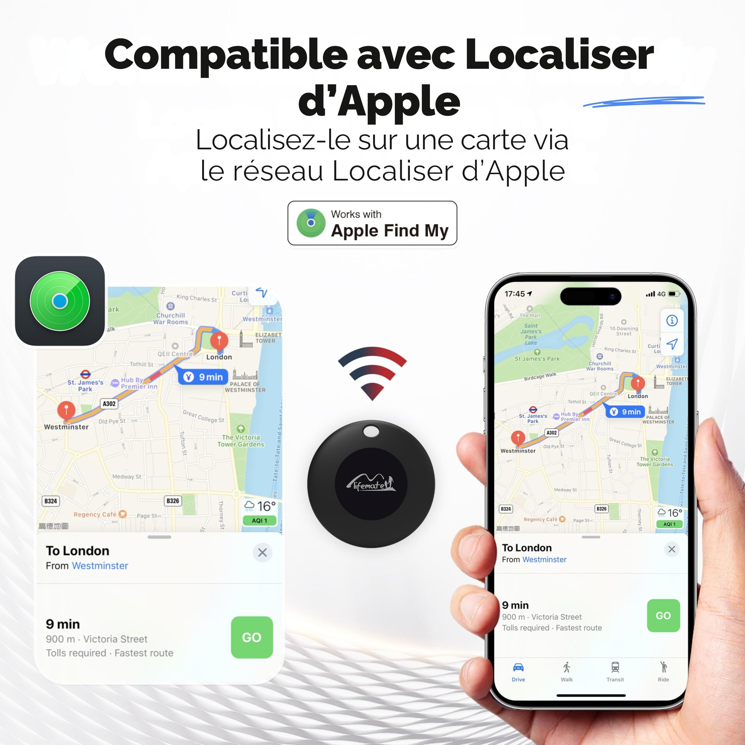Lifemate Life Tag 6-Pack – Traceur Bluetooth Compatible Apple iOS “Localiser”, Traceur GPS Étanche IP67, Longue Autonomie, Alternative Apple Airtag for Children, pour Clés, Sacs, Valises