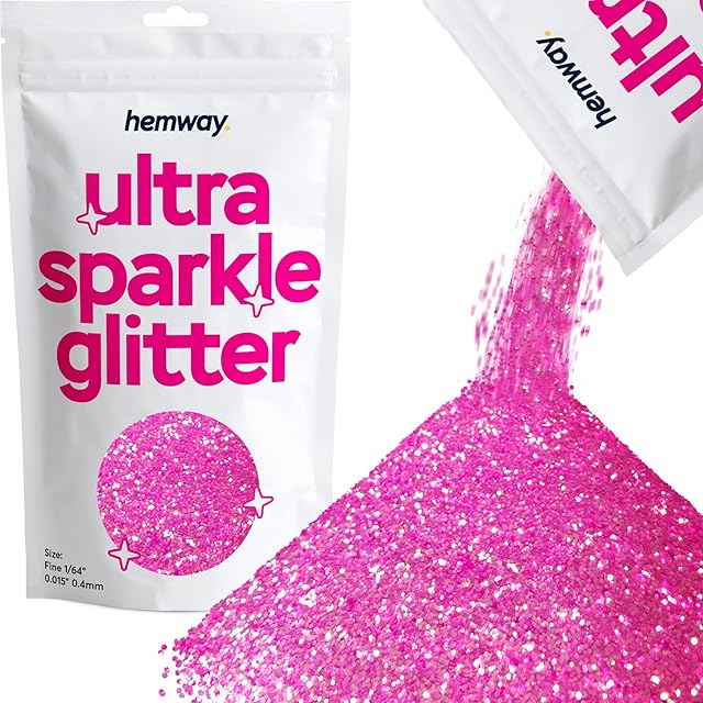 Hemway Premium Ultra Sparkle Glitter Multi Purpose Metallic Flake for Arts Crafts Nails Cosmetics Resin Festival Face Hair - Baby Pink Iridescent - Fine (1/64" 0.015" 0.4mm) 100g / 3.5oz