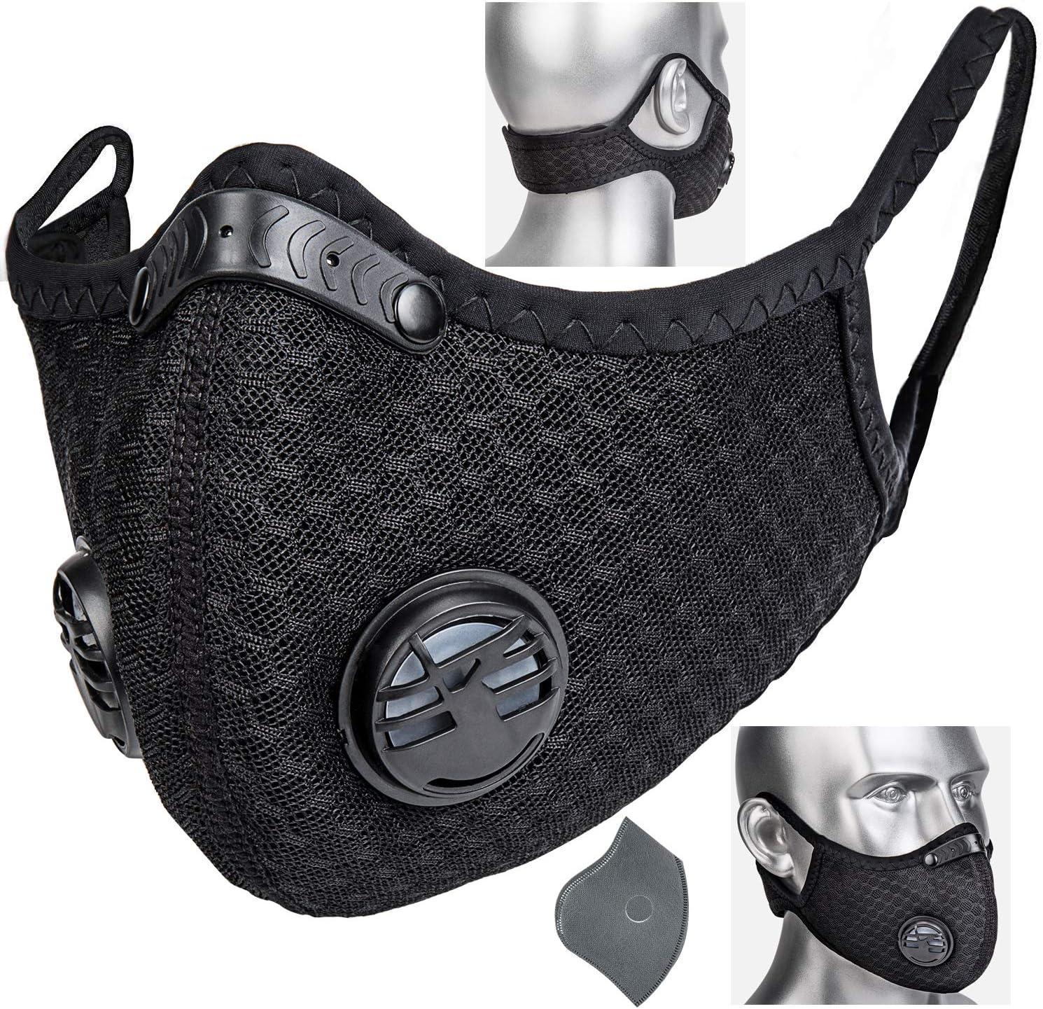 RRiody Reusable Dust Mask with Activated Carbon Filters - Dustproof Face Masks Adjustable for Woodworking, Construction, Cycling Outdoor