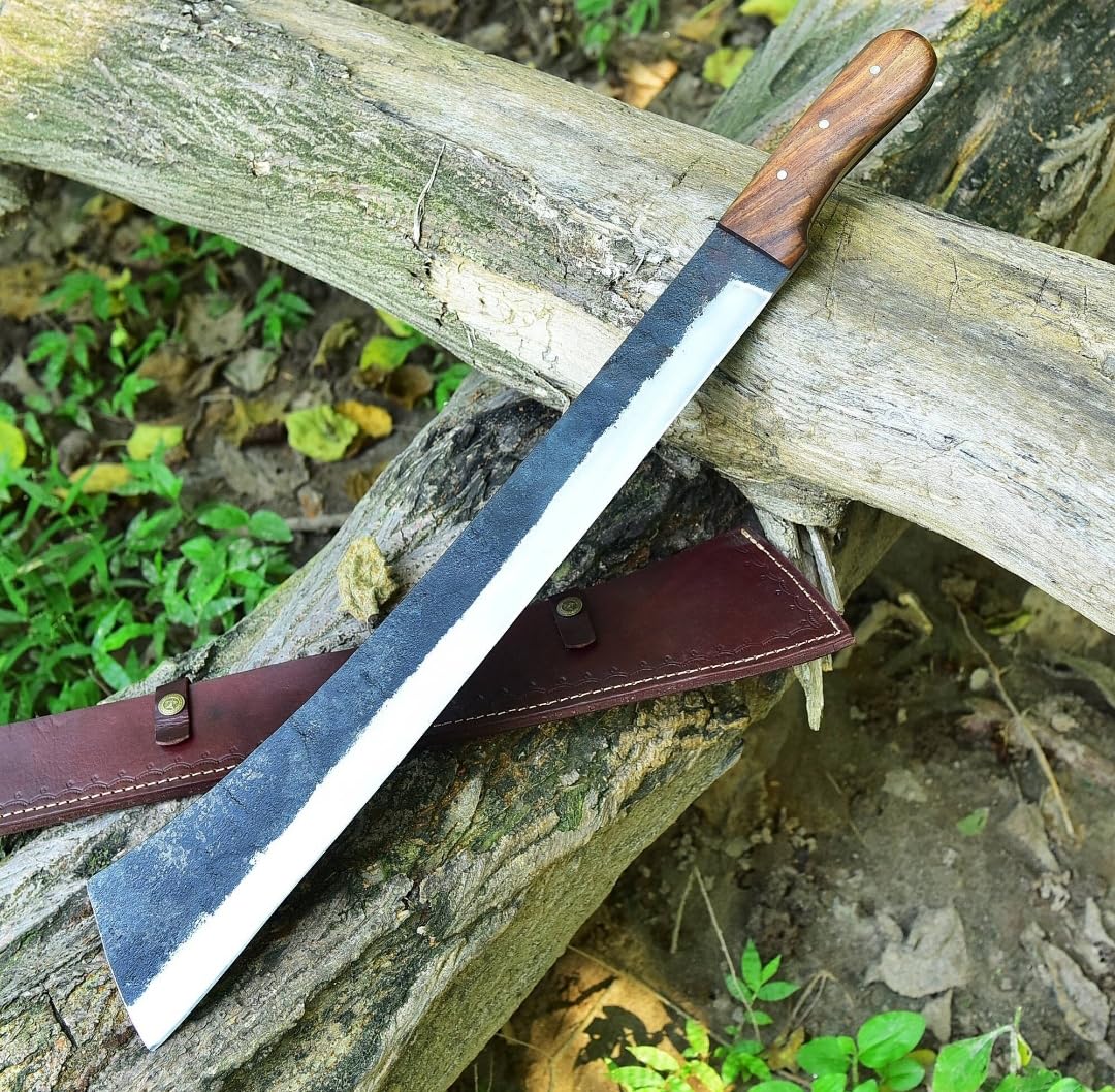 Empire - 28 Inch Long Full Tang Handmade J2 Steel Hunting Machete with Sheath - Rose Wood Grip Survival Sword Sharp Edge - Bushcrat Machete Best Gift for Him - Birthday Gift
