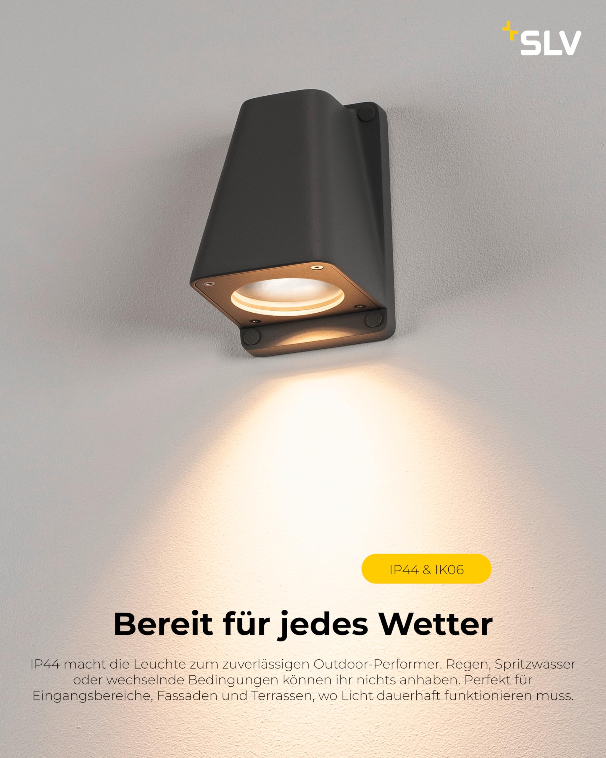 SLV WALLYX | Down-Light zur effektvollen Außenbeleuchtung von Wänden und Hauseingang, LED Strahler, Spot, Wandleuchte, Aussenleuchte, Gartenlampe, Wegeleuchte | GU10, anthrazit, IP44
