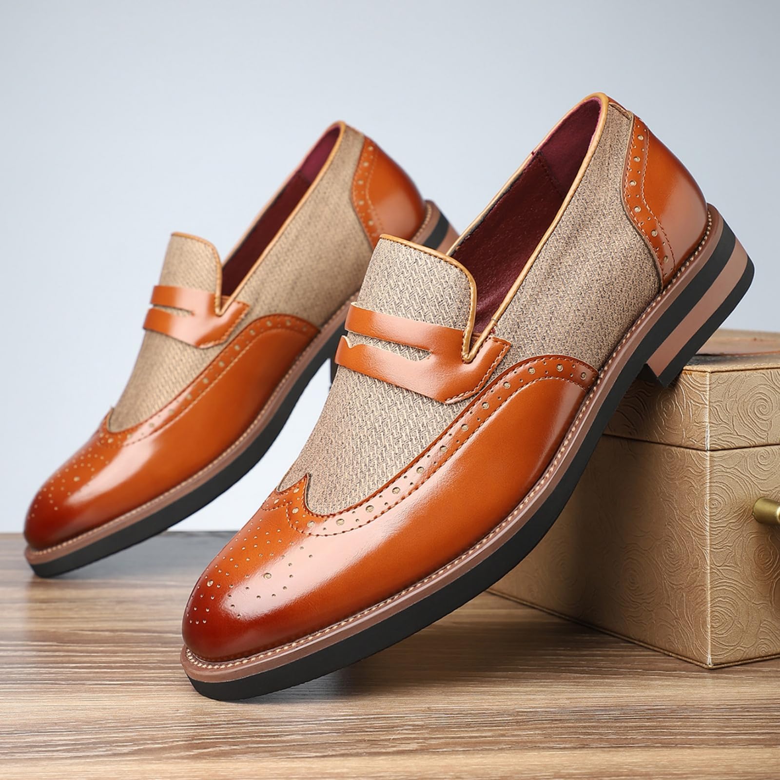 Hixingo Scarpe Stringate Uomo in Pelle | Scarpe Eleganti da Abito comoda Design classico ideale per ufficio, lavoro, matrimoni, cerimonie ed eventi formali