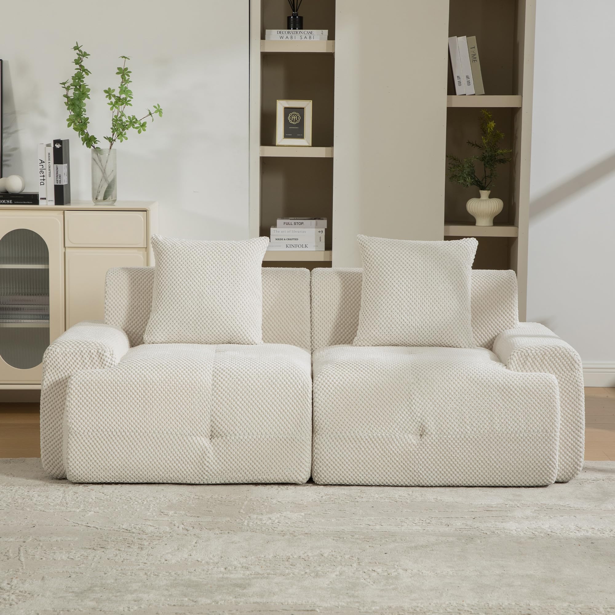 Generisch Sofá modular de chenilla de compresión, color beige 30D, antideslizante, suave