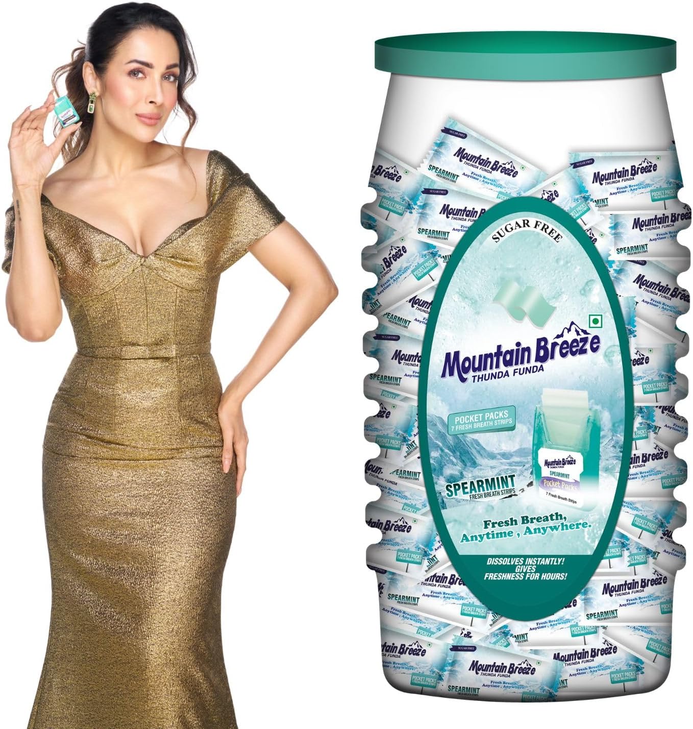 Sugar-Free Spearmint Fresh Breath Strips JAR 7 Strips each cassette (Pack of 40) 40 x 7 = 280 Strips