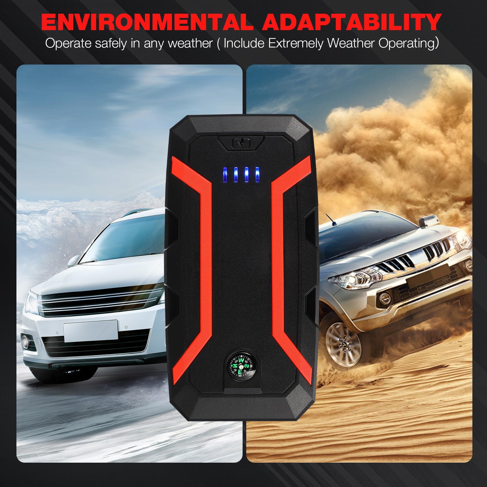 Avviatore di Emergenza Auto A2-1500 30000mah Abs Nero
