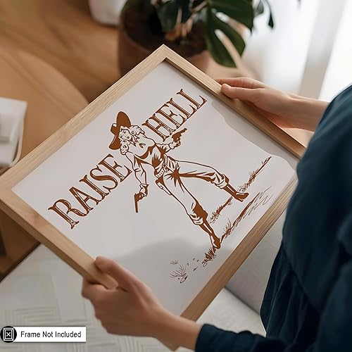 Miniatura 5 de Poster Master Póster de vaquera  Impresión marrón retro de la crianza del infierno  Arte occidental  Arte del salvaje oeste  Arte moderno  Regalo