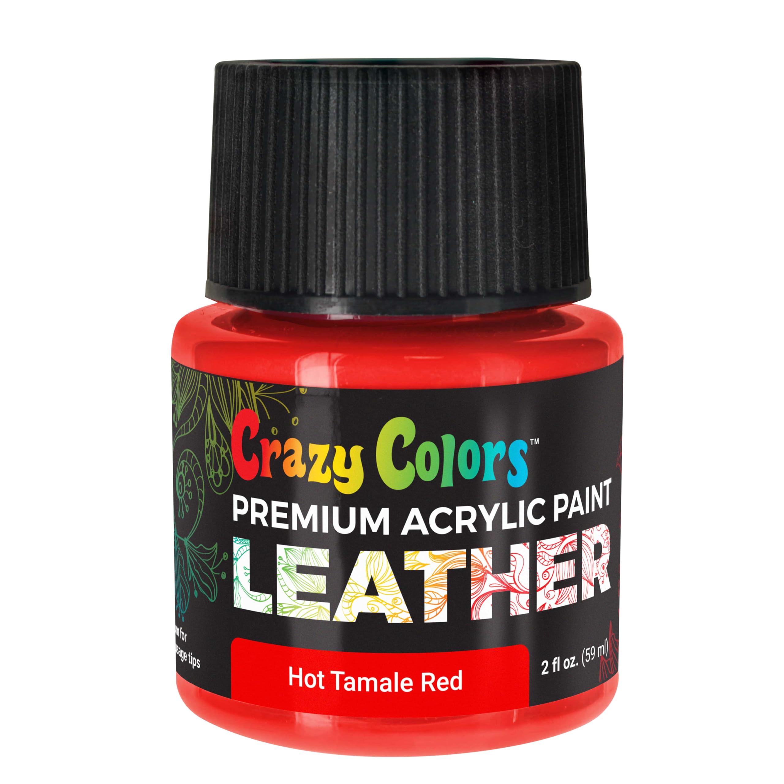 Crazy Colors Hot Tamale Red Premium Acrylic Leather and Shoe Paint, 2 oz Bottle - Flexible, Crack, Scratch, Peel Resistant - Artist Create Custom