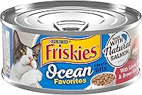 Vista 1 de Purina Friskies Natural Wet Cat Food, Ocean Favorites Meaty Bits With Salmon, Shrimp & Brown Rice - (Pack of 24) 5.5 oz. Cans