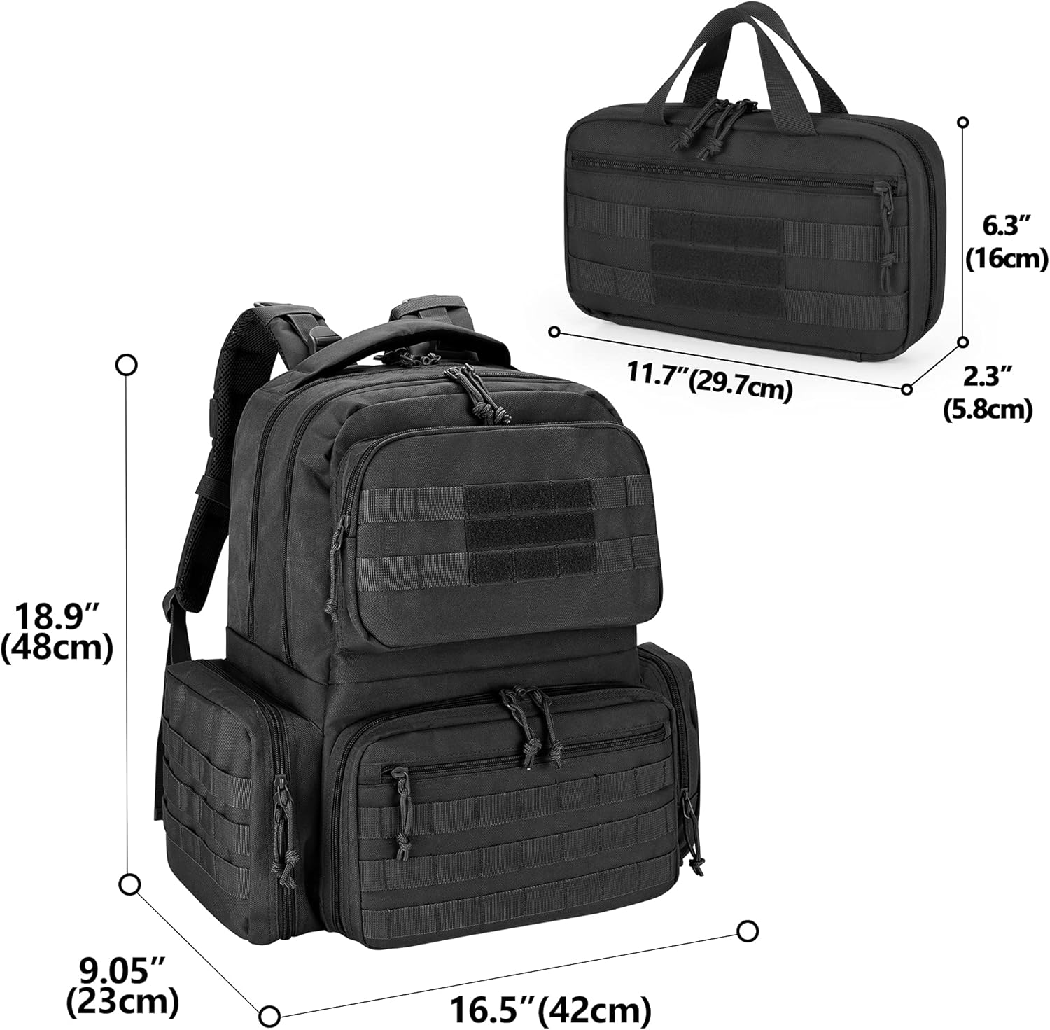 DSLEAF Tactical Pistol Backpack with Pistol Magazine Storage Bag for 6 Handguns and 23 Magazines