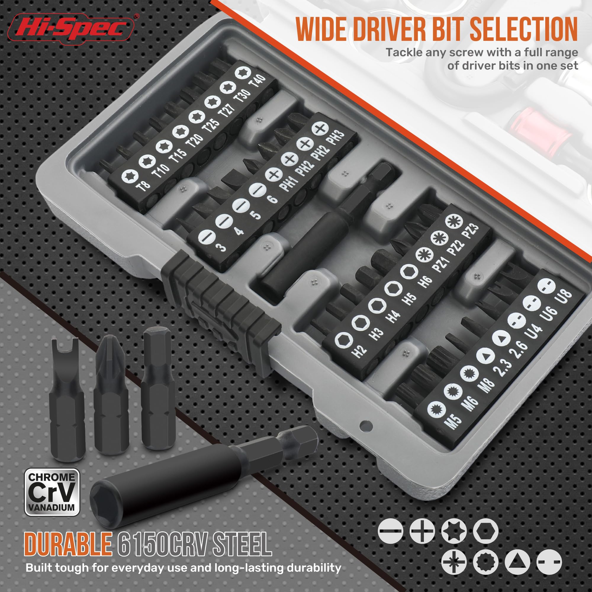 40pc Multi Screw Driver Bit Set including Quick Release Key Chain Ring Holders and Carabiner Clip. Torx and Tamperproof Security 1/4 inch Hex Screwdriving Drill Driver Bit Accessories in a Case - Image 2