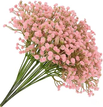 20 Pack Hot Pink Artificial Gypsophila Flowers - Real Touch Fake Baby Breath with Bendable Stems, 12 Faux Flowers for Home Decor, Wedding, Party Centerpieces Hot Pink