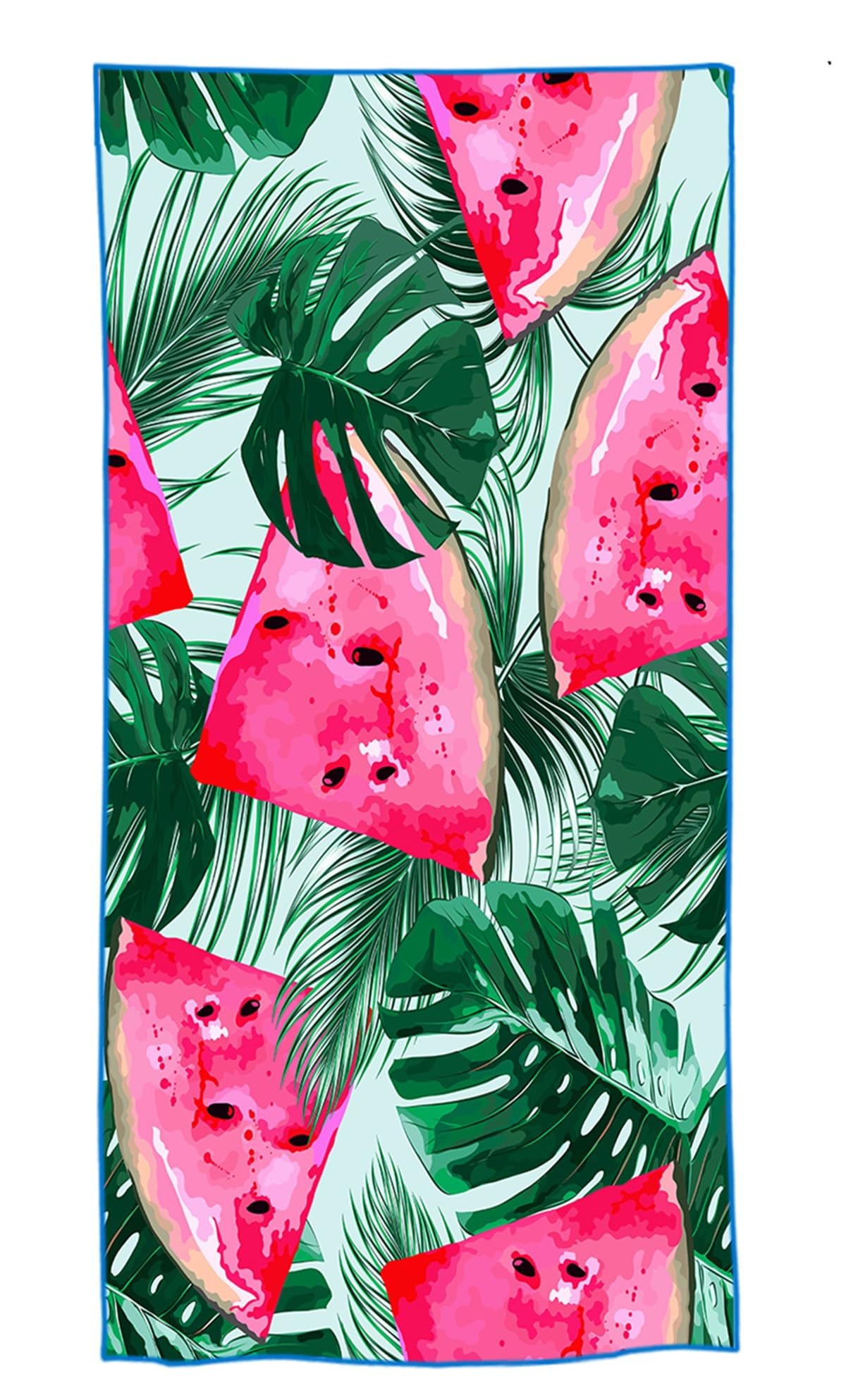 goodbath Microfiber Beach Towel, Quick Dry Oversized Sand Free Light Weight Cute Bath Towel Travel Swimming Pool Yoga,60"x30", Watermelon Palm Leaves