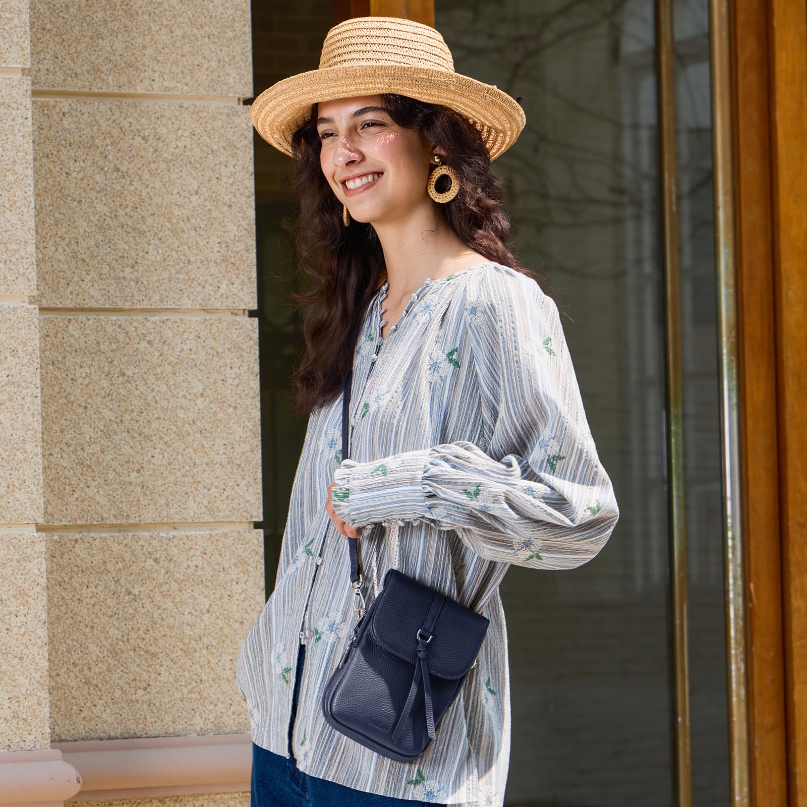 befen Piccola Borsa a Tracolla in Vera Pelle da Donna, Multi Tasca per Telefono Cellulare, Borsa a Tracolla con Blocco RFID Slot per Carte