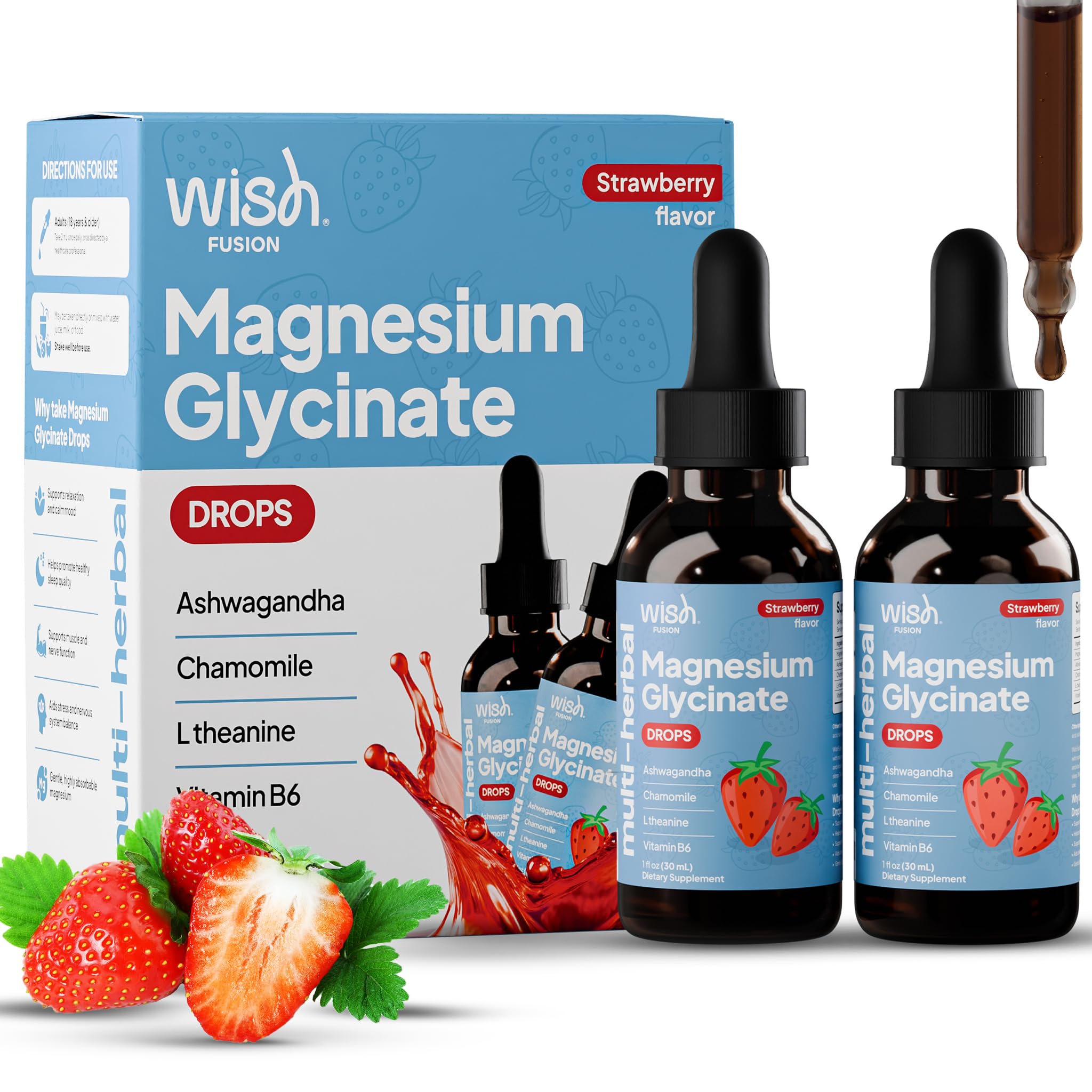 Liquid Magnesium Glycinate Drops for Sleep,2 Pack, 2 fl oz