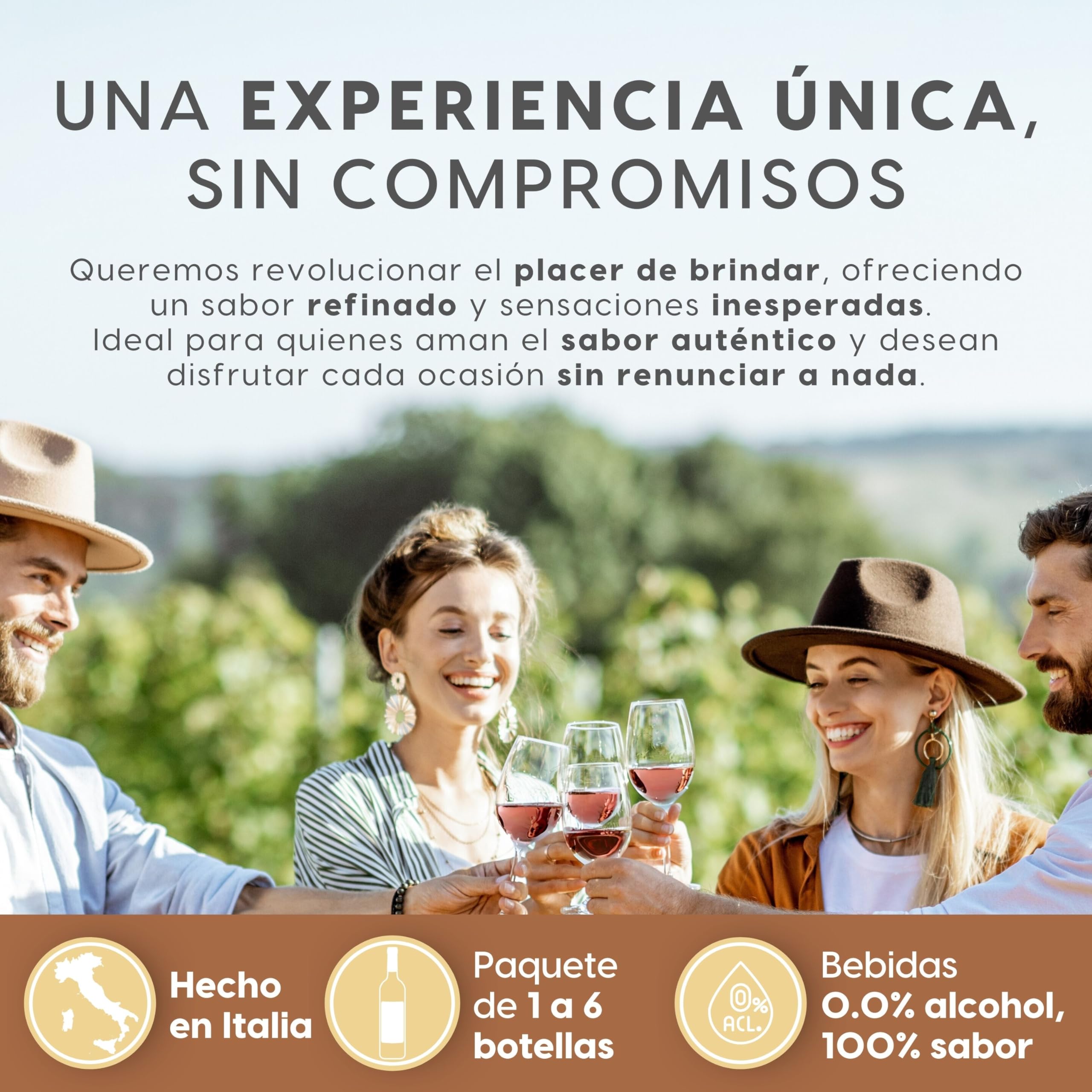 ALTERNATIVA Rosado Seco Espumoso Sin Alcohol 0.0% - 6 Botellas de 750 ml | Burbujas Italianas Desalcoholizado Premium - Ideal para Celebraciones y Regalos