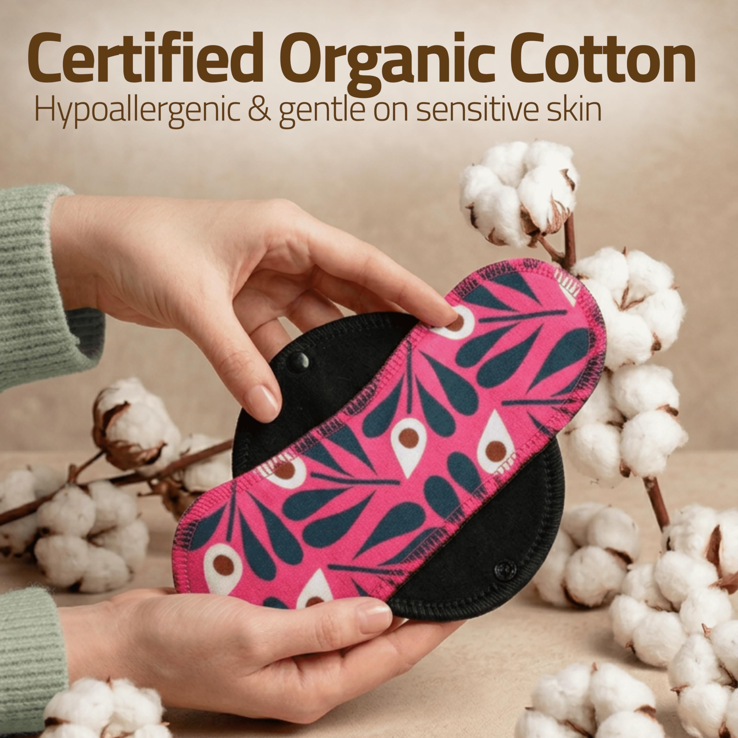 Salvaslip reutilizables en algodón orgánico para flujo blanco (S, 7 uds.); HECHOS EN LA UE, lavables a alta T°, 100% transpirables y suaves, salvaslip tela cómoda, protección femenina diaria (sin PUL)