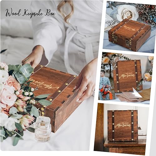 Miniatura 7 de AW BRIDAL Caja de recuerdos de boda para recuerdos, cajas de recuerdo de madera con tapa para almacenamiento y decoración, regalos de boda para