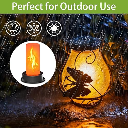 Miniatura 5 de Paquete de 2 luces solares de repuesto con llama parpadeante, piezas de luz solar impermeables para exteriores para faroles de globo de aire