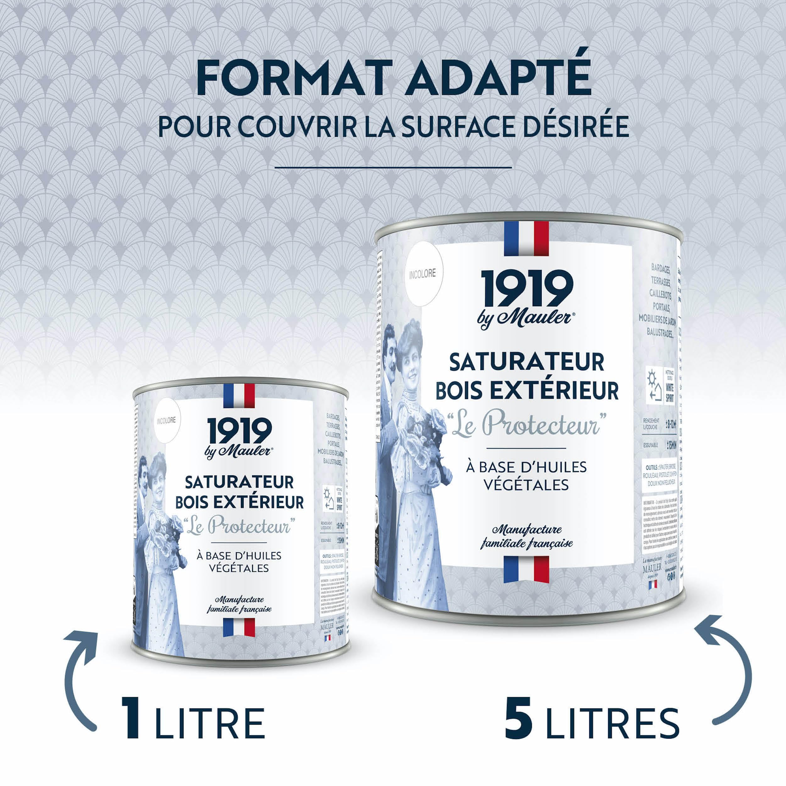 1919 BY MAULER - Saturateur terrasse et bardage - Climats Extrêmes - 1L - Incolore Mat - A base d'huile végétale Le Protecteur
